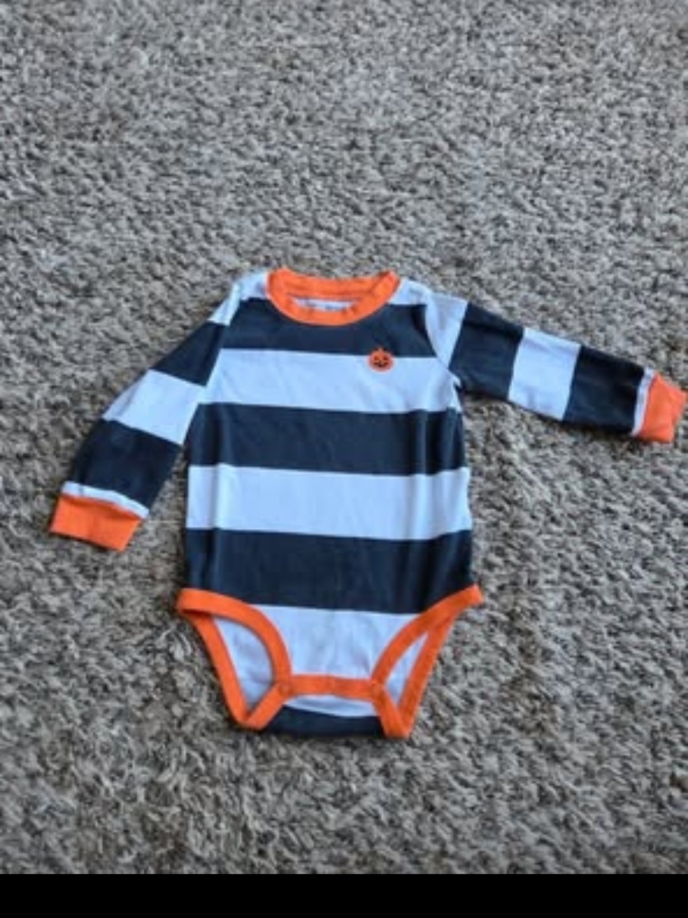 Striped Orange Trim Long-Sleeve Baby One-Piece